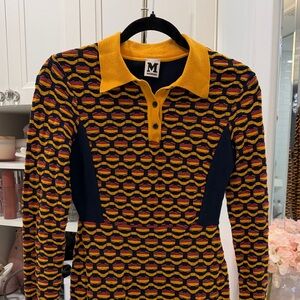 Missoni Yellow, Navy & Red Knit Polo Dress